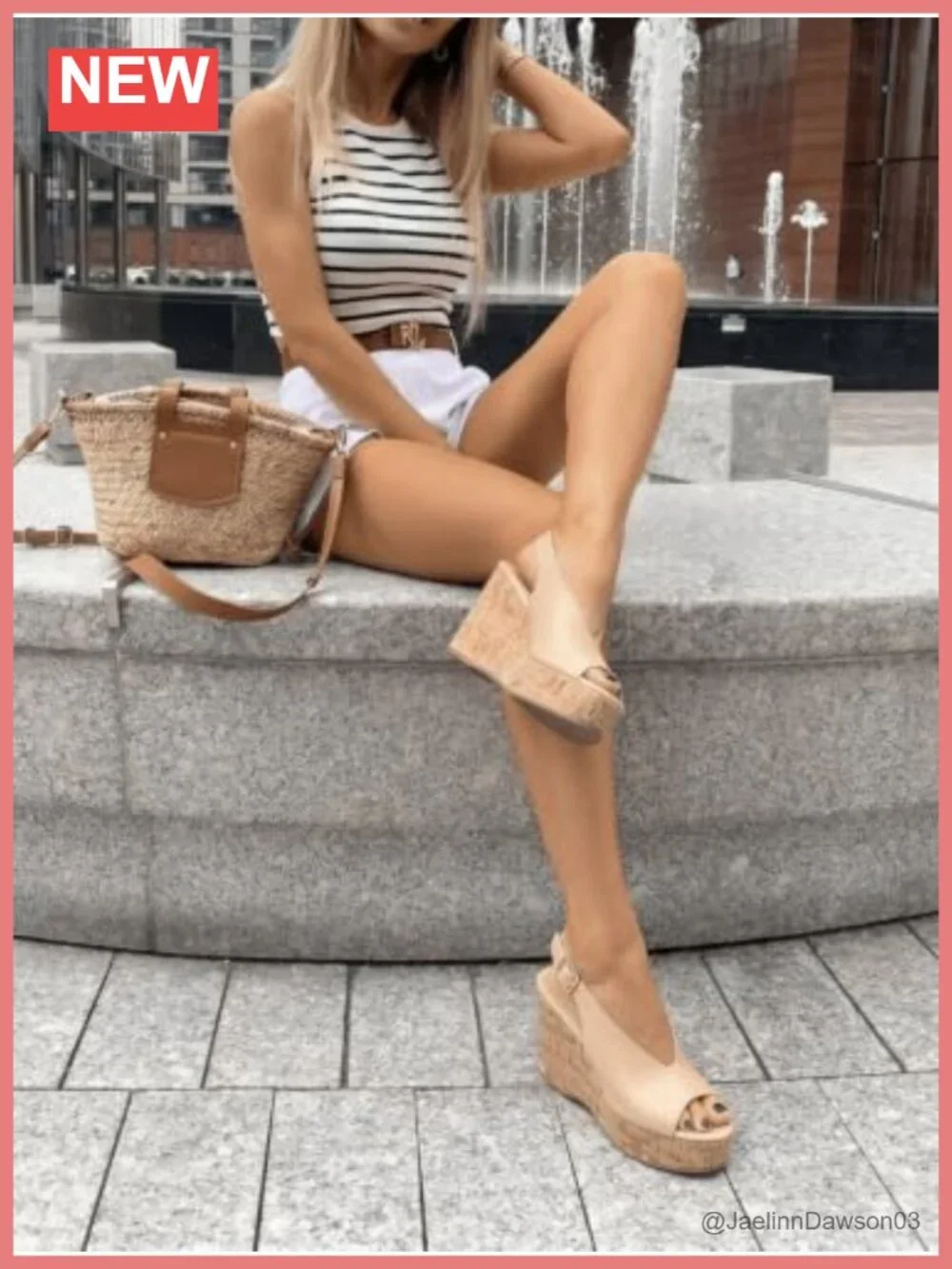 Women's Platform Wedge Sandals Peep Toe Slingback Faux Leather Cork Heels